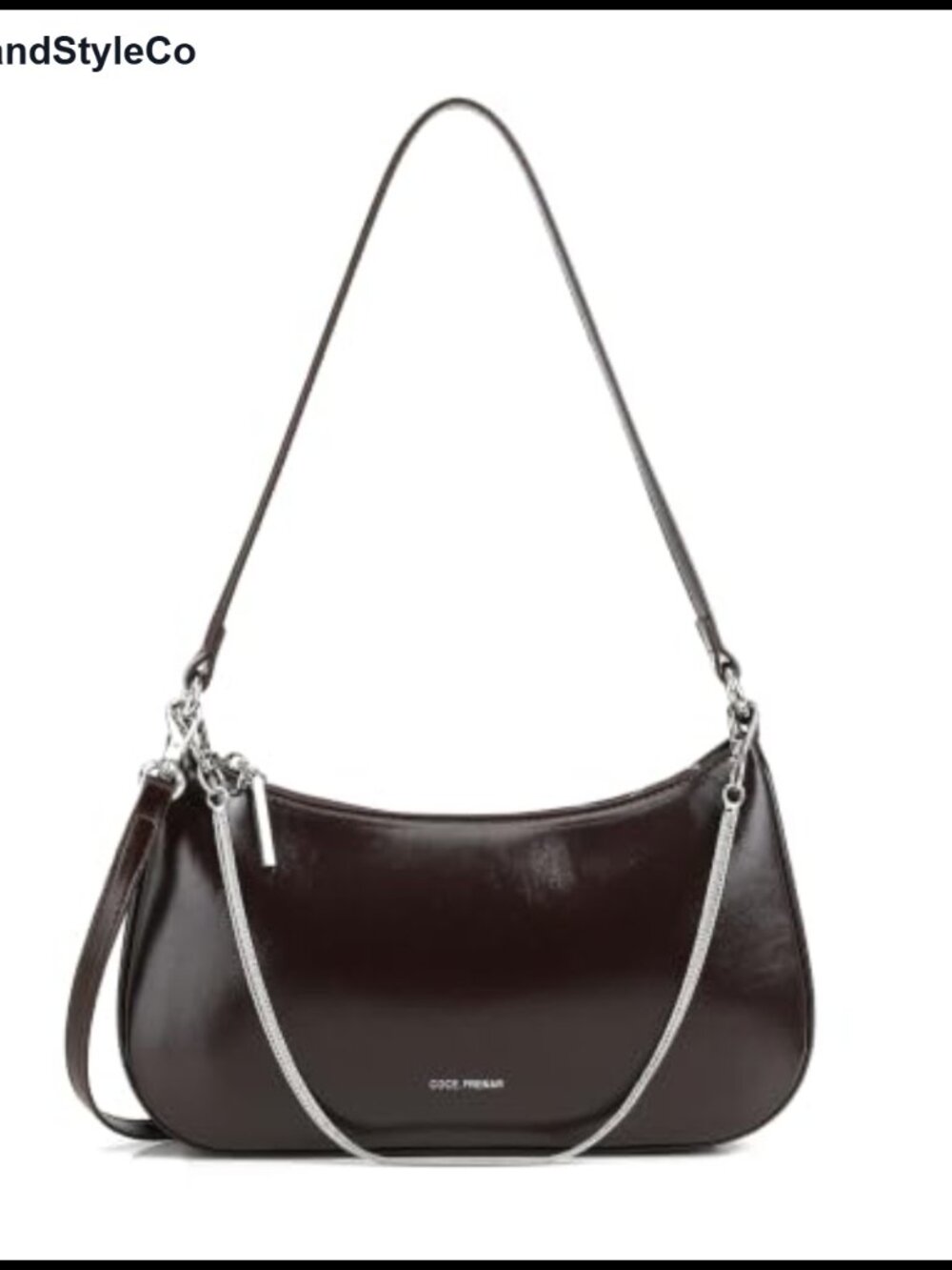 Small Crescent Shoulder Bag PU Leather Hobo Purse Detachable Crossbody Strap
